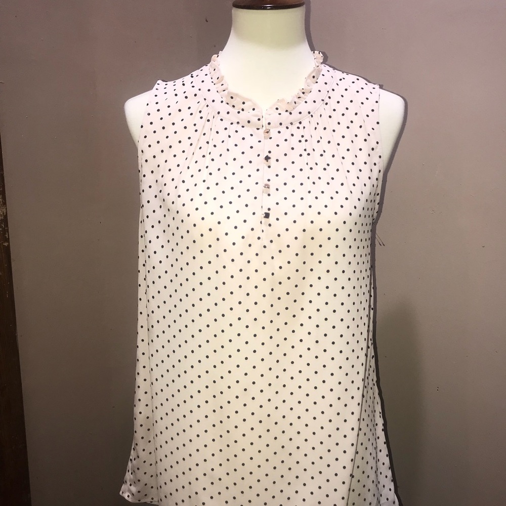 (41 Hawthorn) Dainty sleeveless polka dot top.